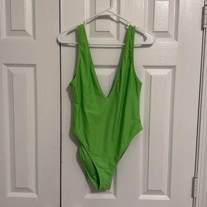 Neon green f21 deep v neck swimsuit